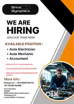 Mechanics and Auto Electricians Wanted in Premium Car Workshop in Koch