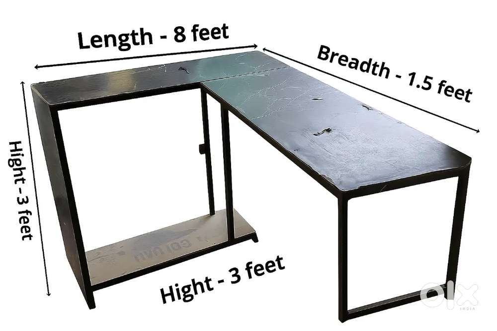 L-Shaped Sturdy Office/Study Table – Durable Metal Frame