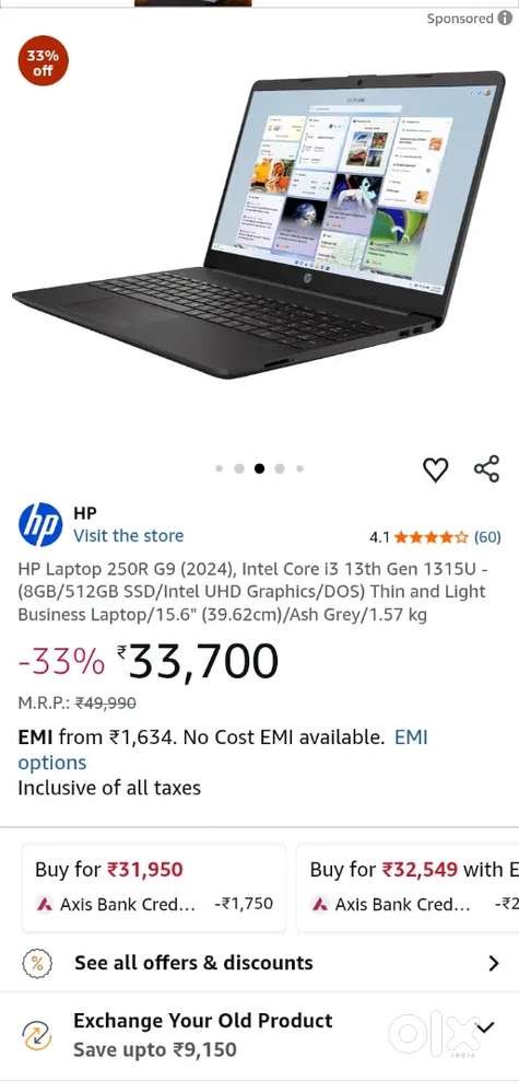 Hp250r g9 new leptop