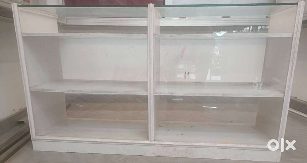 Racks for shop, counter box for display with side plywood covered glas