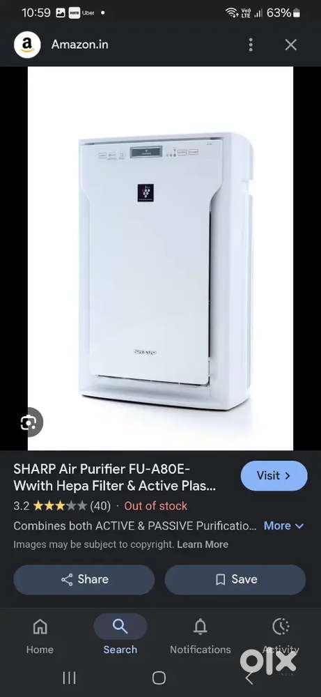 Panasonic Air purifier Plasmacluster FU-A80 2024 Model new like condn