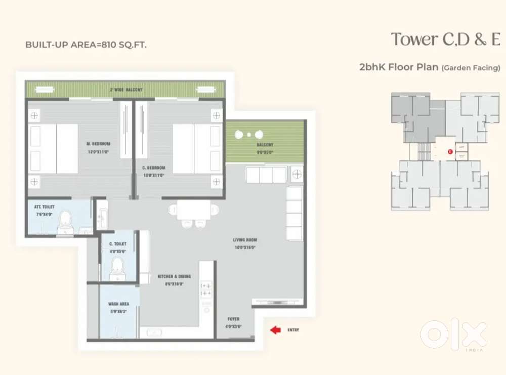 2 BHK Luxury Flat for Sale, All Modern Amenities, Urgent sell