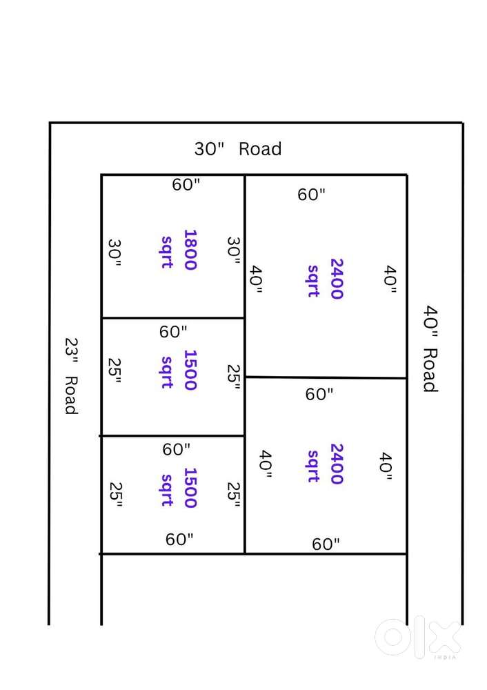 5 Plots Available with 2400,1800,1500 SQFT