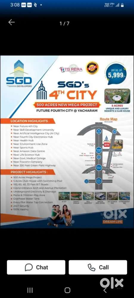 Just 8,999 per sq yrd near yacharam HMDA TG TERA BANK LOAN AVA