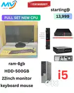 Ram - 8GB DDR3  Hard Disk - 500GB  All Basic Software Loaded