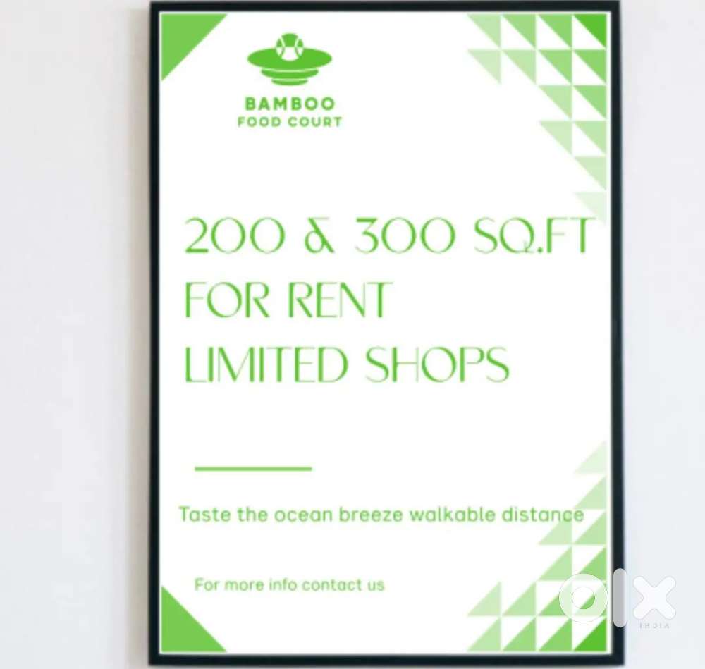 Upcoming Food court shops for rent 200 & 300 sq.ft