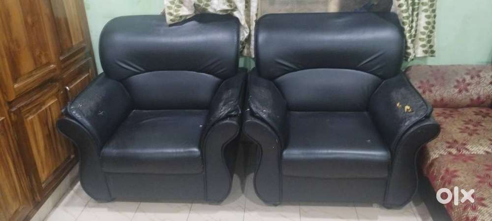 Old three seater sofa with two single seater sofas. ( sofa set )