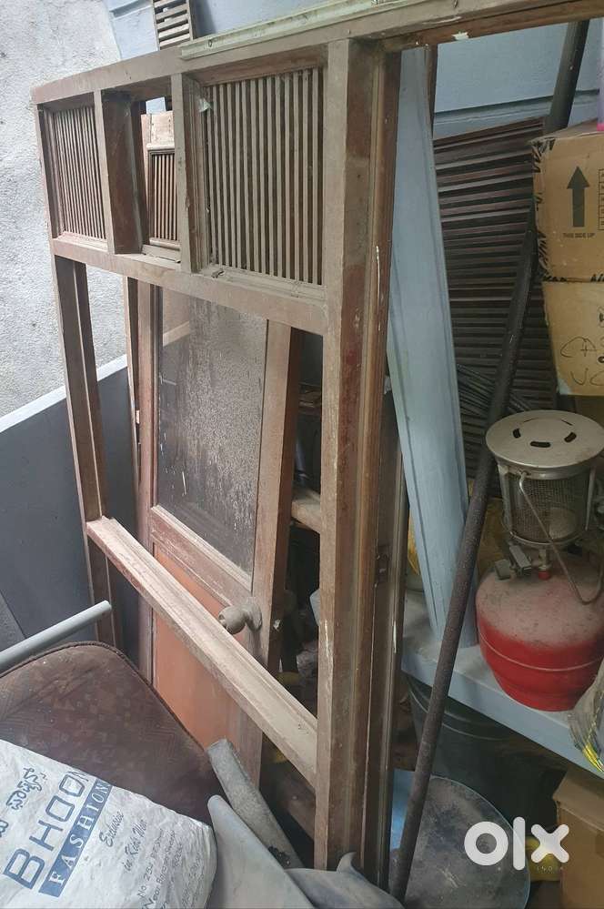 Office Cabin Frame, Door with Glasses Teak Wood & Ply Wood Solid Cndtn