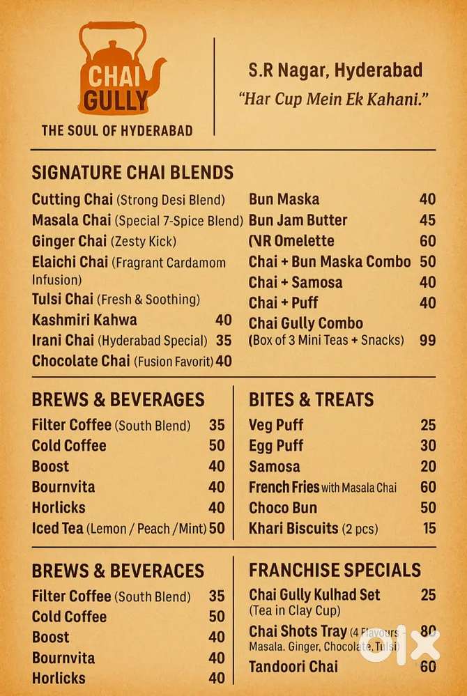 We need Tea master and Dosa master immediately