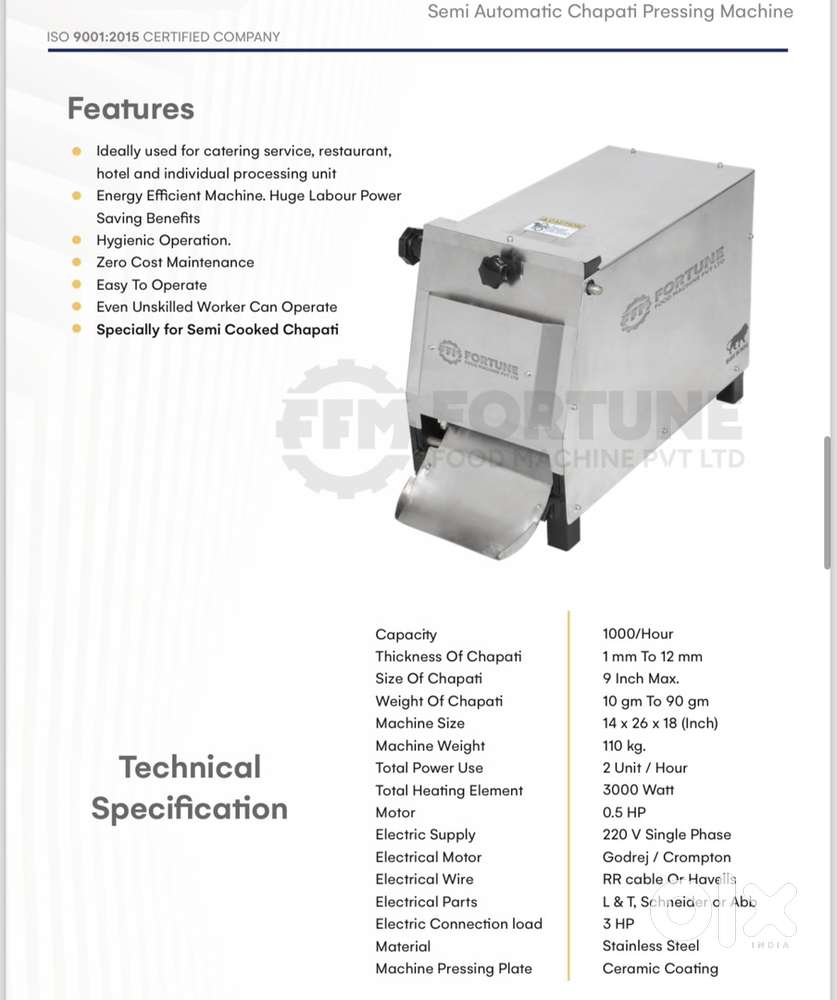 Chapati Making Machine Commercial Pressing mechanism
