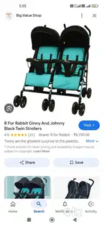 R for Rabbit Twin Pram Very good Condition