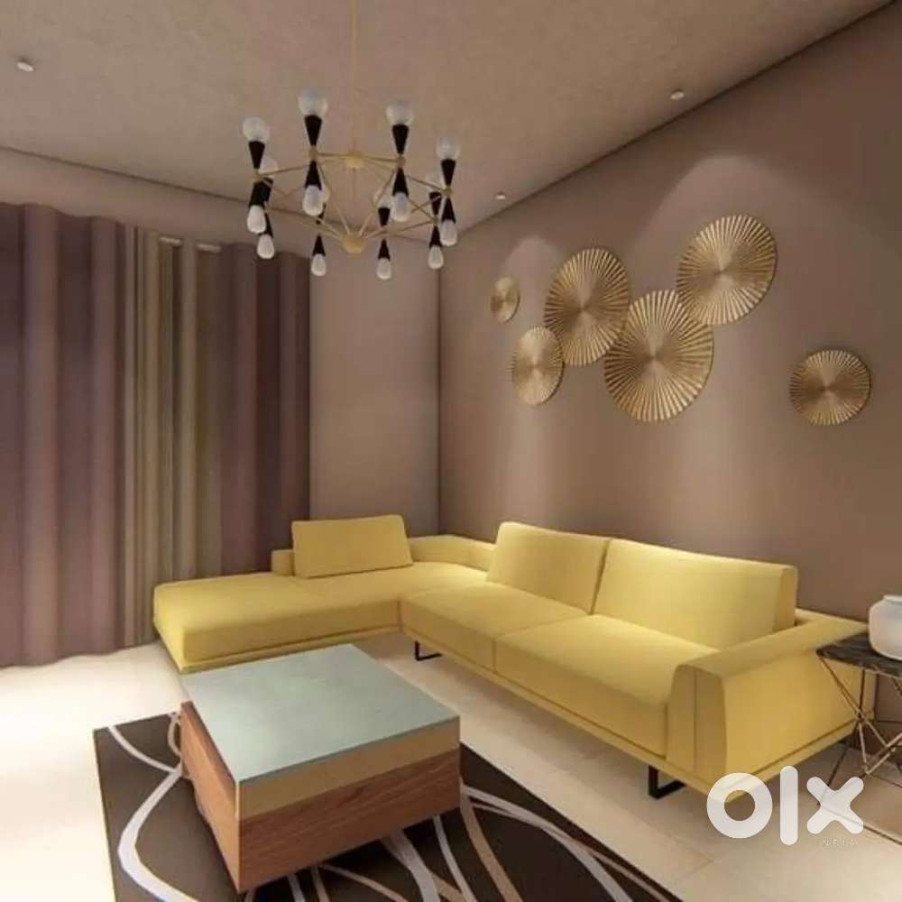 2 BHK flats in letest furniture pop colour work solution