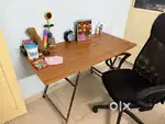 Folding table and revolving chair