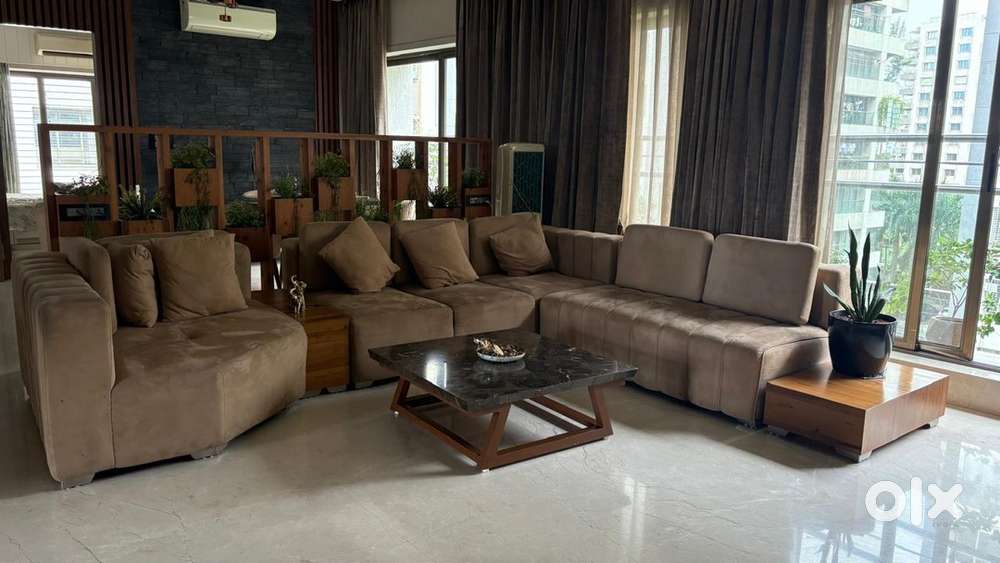 7 seater cushioning sofa with side tables