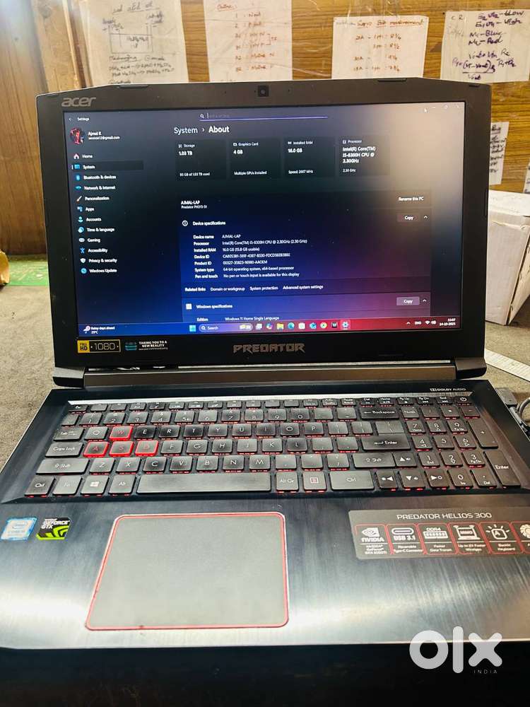 Acer Predator Helios300 Gaming Laptop i5 8300H,GTX 1050Ti 4GB,16GB RAM