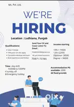 Urgently requirement hiring staff needed male/ female