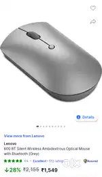 Lenovo  600 BT Silent Wireless Ambidextrous Optical Mouse