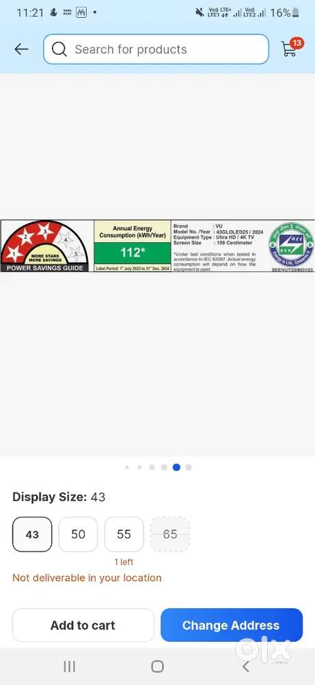 Vu 108 cm 43 inches GloQLED