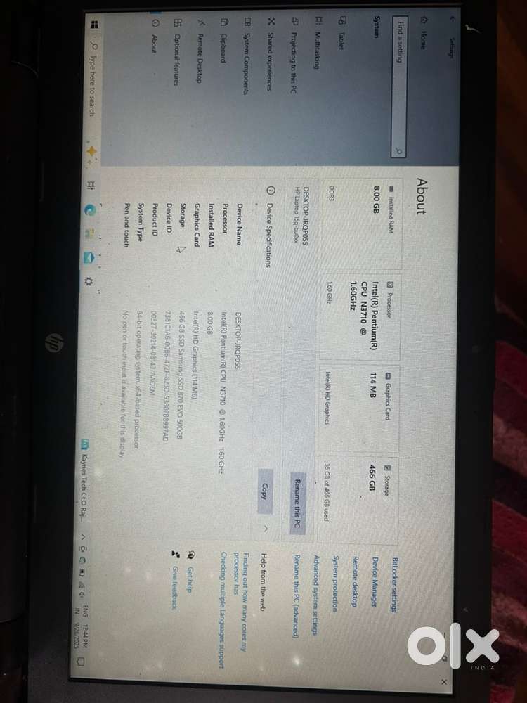 HP Laptop Notebook intel pentium 8GB Ram/512GB SSD
