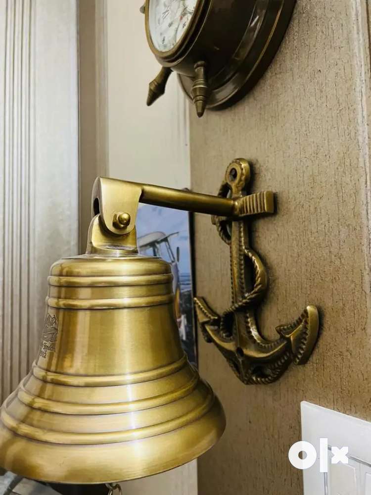 Vintage Maritime Brass Ship Bell Wall Mounted Bracket Temple Bell