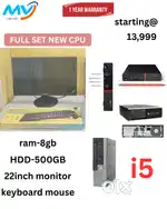 Ram - 8GB DDR3  Hard Disk - 500GB  All Basic Software Loaded  Ready T