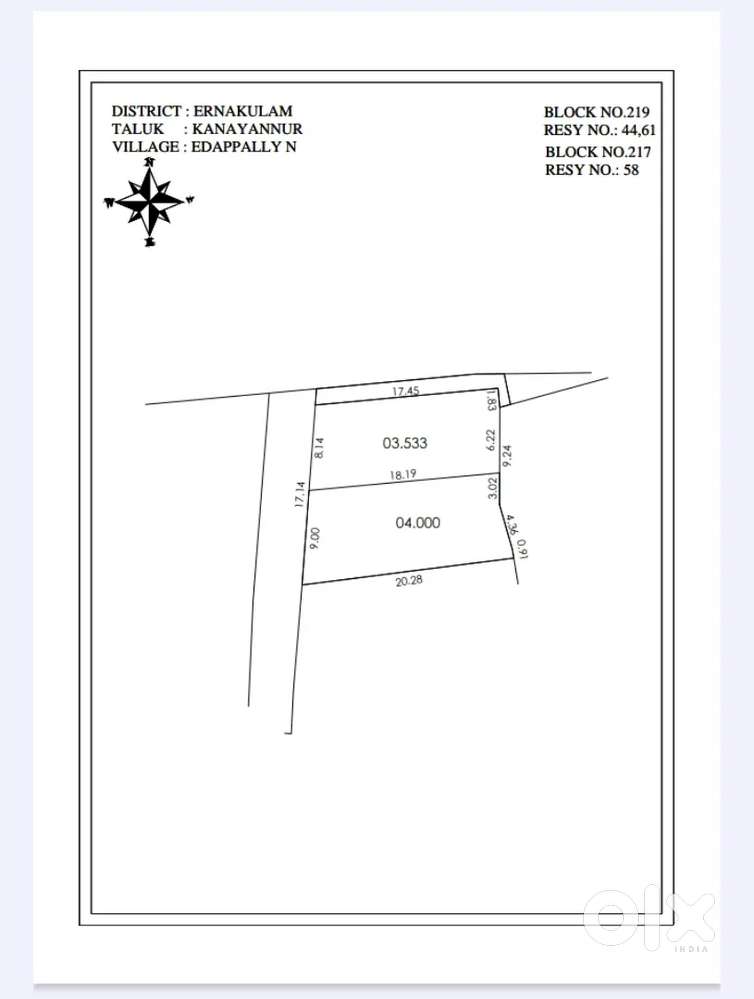 Edappilly near chagapuza park 4.300 cent for sale