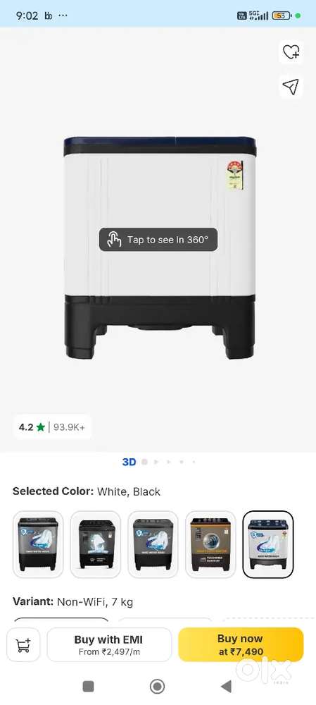 Realme 7 kg 5 star washing machine