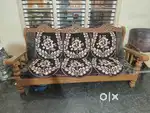 Wooden Sofa with Carved Design