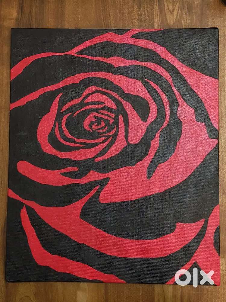 Dark Red Rose - Original 10x12 Canvas Art