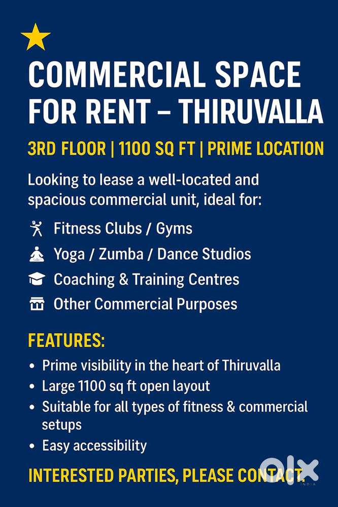 Commercial space for Rent in Thiruvalla