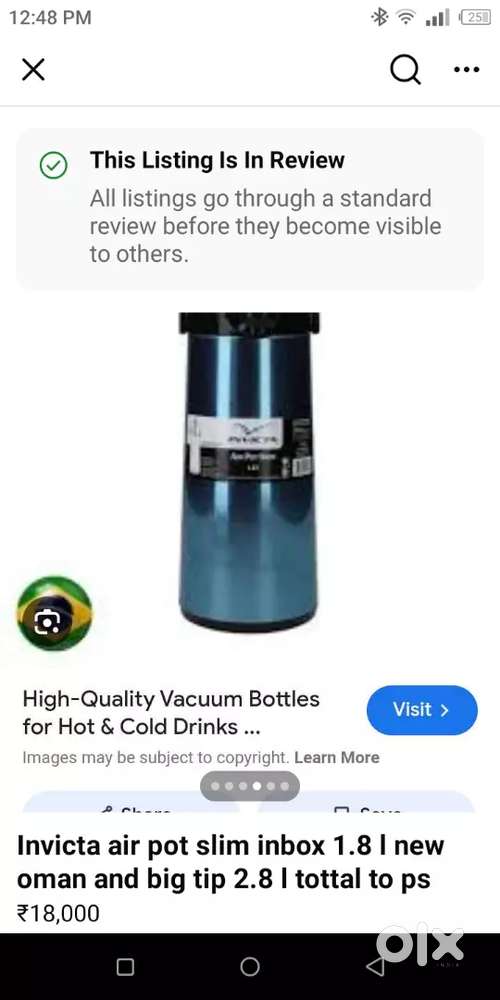 Invicta air pot slim inos 1.8L and 2.2 L