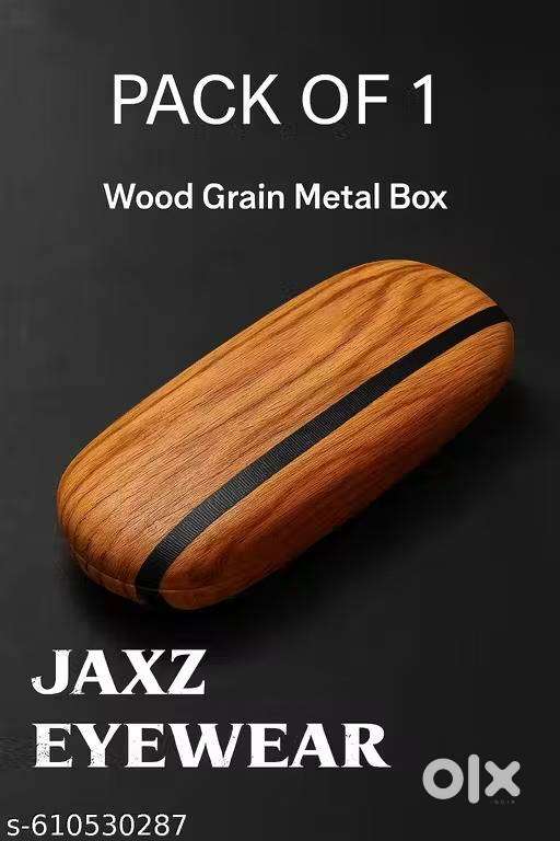 JAXZ Metal Sunglass Case with Wood Grain Finish – Style aur Safety don