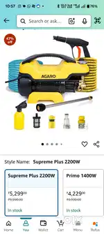 Agaro pressure washer for bikes and cars
