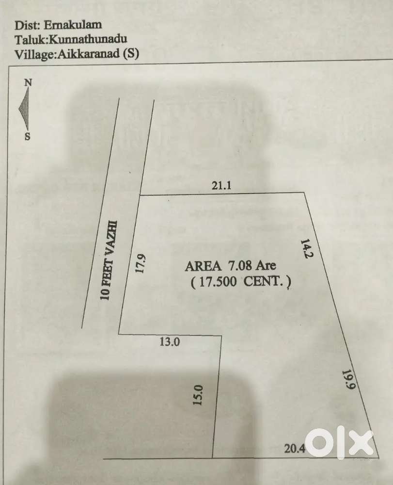 17.5 Cent Plot Near Kolenchery Town