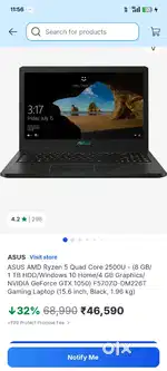 ASUS AMD Ryzen 5 (8 GB/1 TB HDD NVIDIA GeForce GTX 1050Gaming