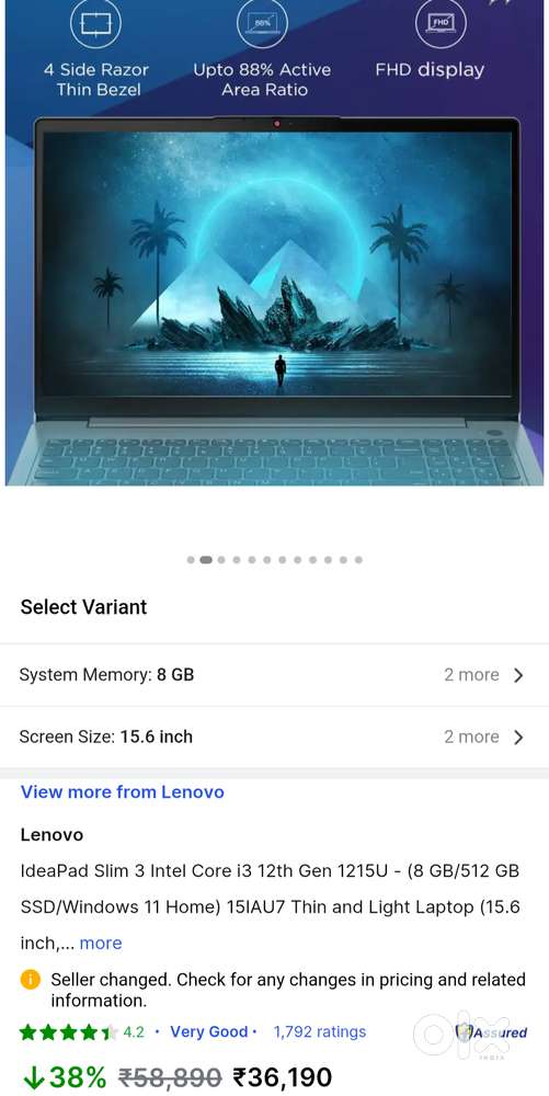 2years Old LENOVO IDEAPAD SLIM 3