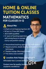 Experienced Tutor for Class 9-12 mathematics  online +offline