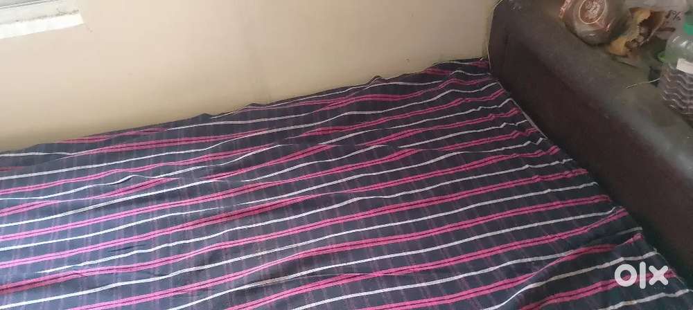 Rose wood single cot with low studd spring bed