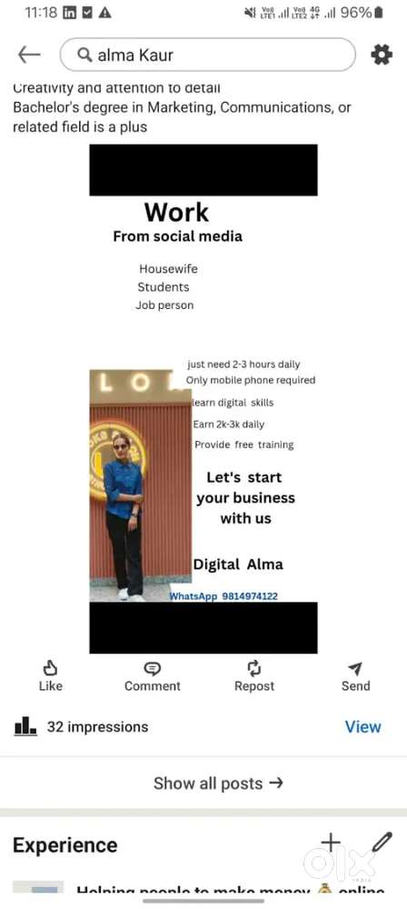 Work from social media