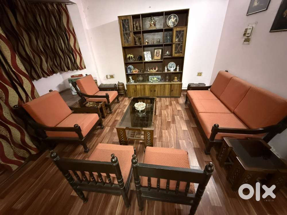 9 seater teak wood Sofa set + 3 side tables + center table