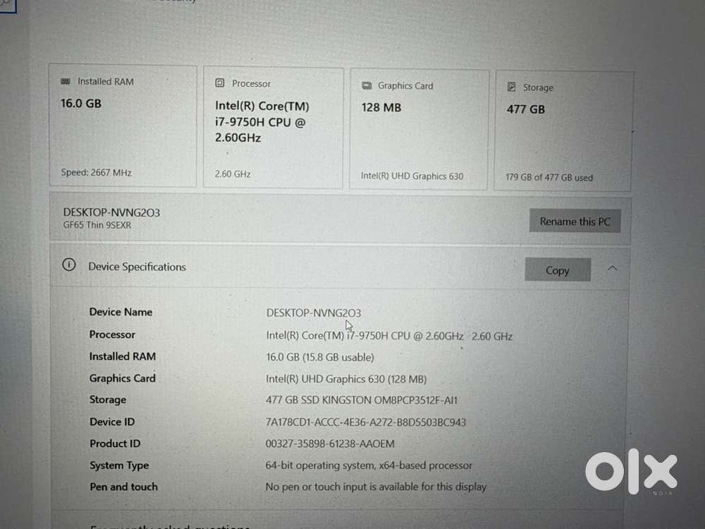 MSI _i7_GF65thin 9SEXR_Gaming Laptop