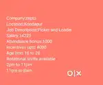 Wanted male (picker&loader) kondapur