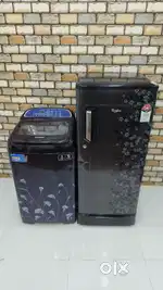 Whirlpool black colour single door fridge and samsung top load combo