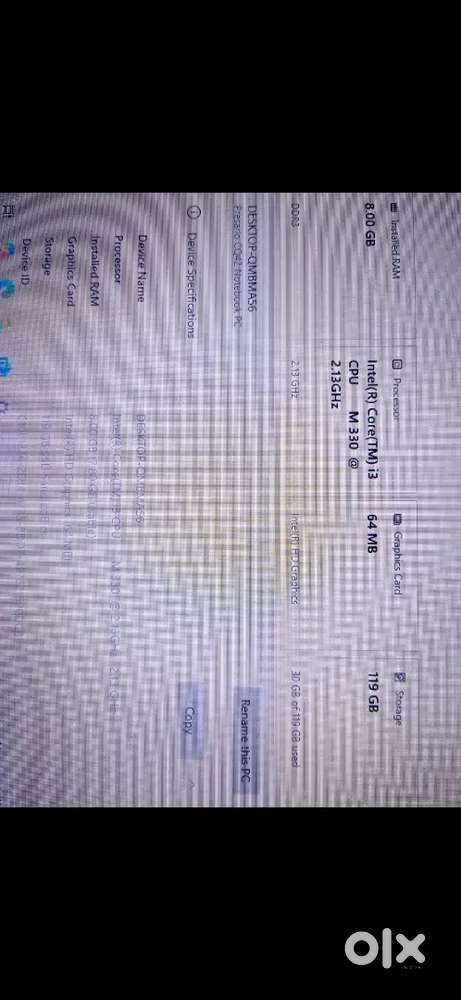 Urgent sell Hp Compaq laptop intel i3 -8gb ram hai -128gb ssd hai
