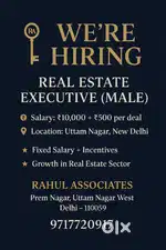We’re Hiring – Real Estate Executive (Male)
