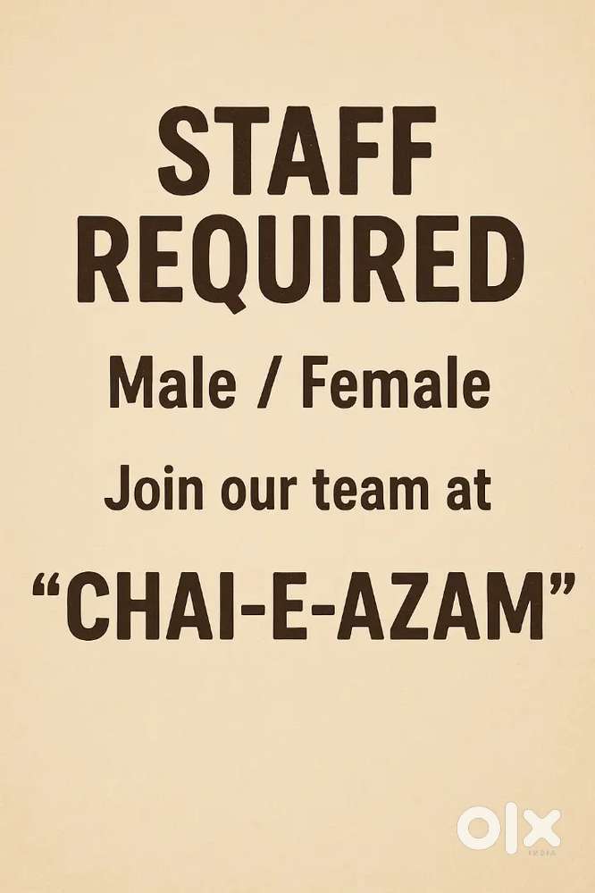 Required male/female staff for coffee shop
