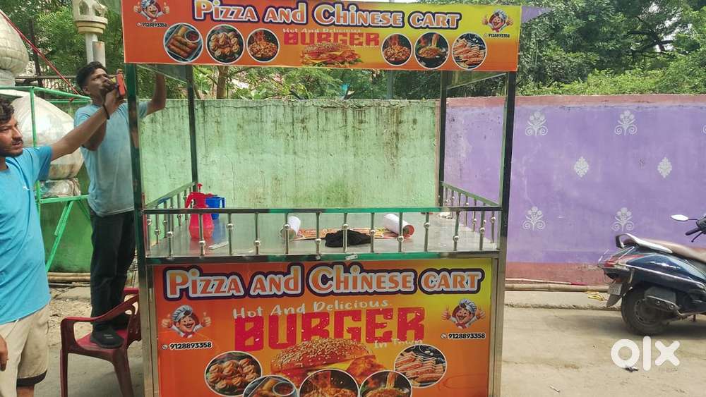 All utensils of chinese and pizza machine with cart full on rent