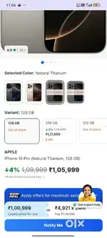 Iphone 16 pro ( 128gb ) sealed pack Natural Titanium