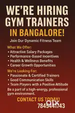 Urjently Hiring/Wanted Gym Trainers For Bangalore