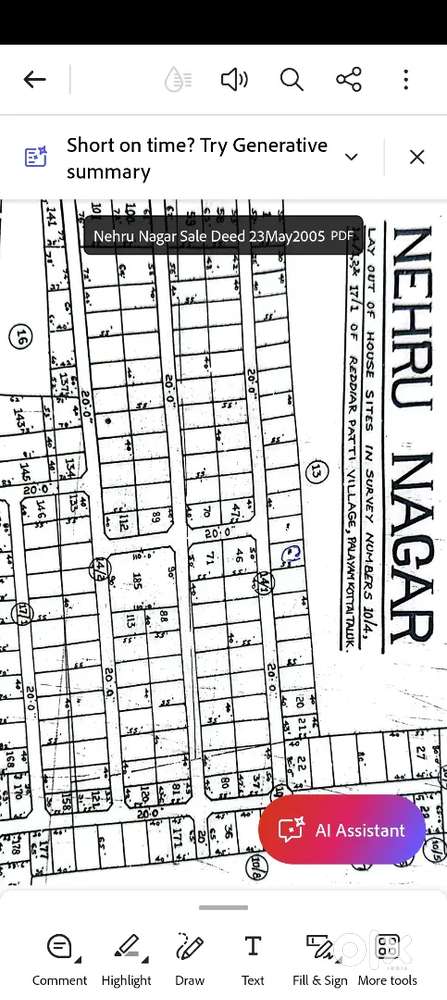 5 cents plot for sale in Nehru Nagar